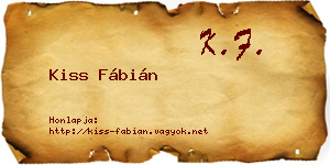 Kiss Fábián névjegykártya